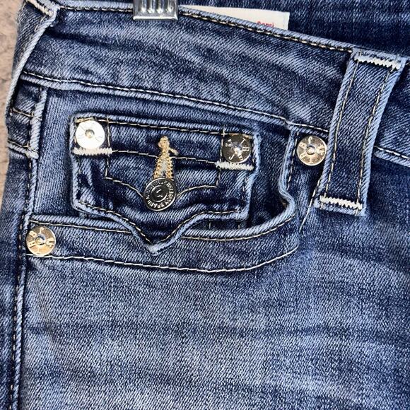 True Religion Jeans Halle Mid Rise Capri Skinny Women's 26 Distressed Y2K Retro - Picture 15 of 16